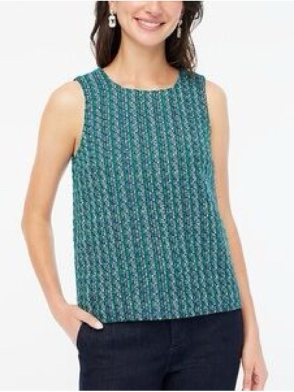 NWT | J. Crew Green and Blue Tweed Sleeveless Shell!